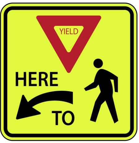 Yield to traffic and pedestrians on the through road